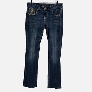Grace in LA Bootcut Embroidered Embellished Low Rise Jeans - Size 29